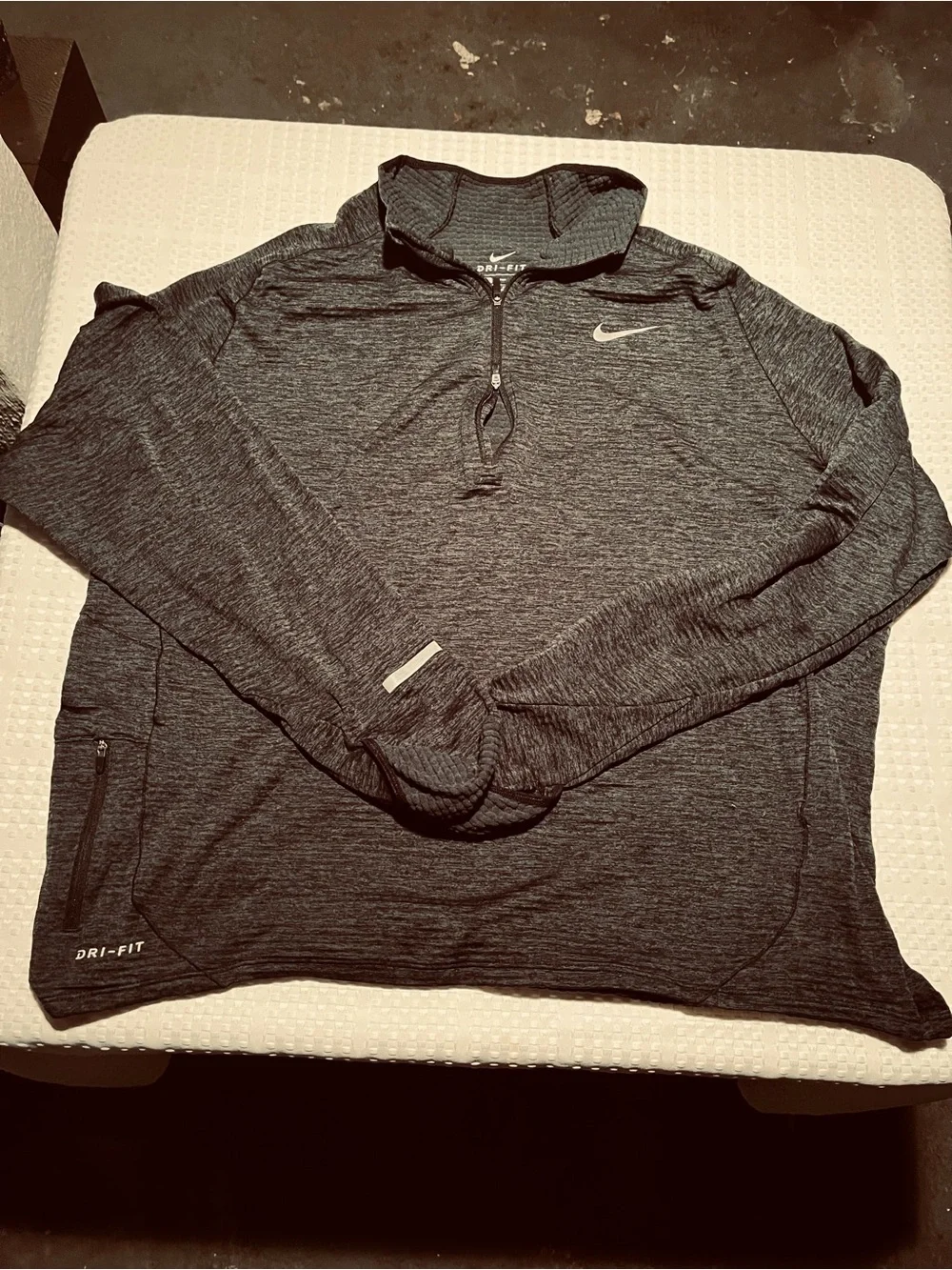 Nike Dri-FIT XXL Men’s Cold Weather Running Quarter Zip Thumbholes Black Gray